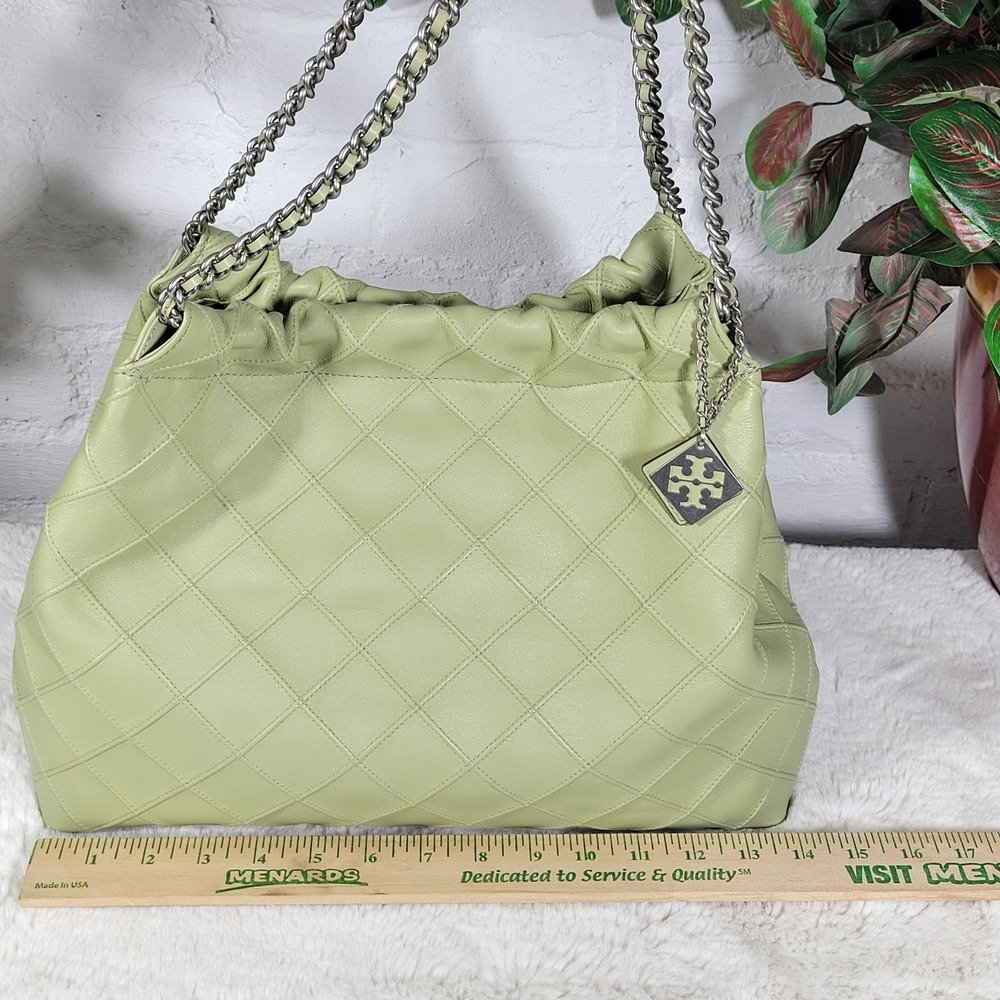 Tory Burch Light Green Quilted Tote - Picture 8 of 9